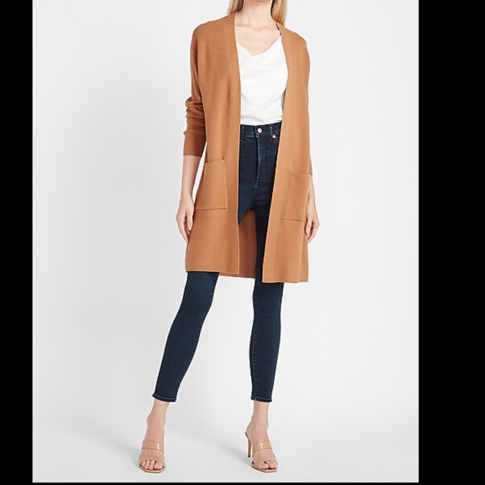 Express Ribbed Patch Pocket Cardigan Sweater - image 3